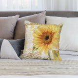 Sunflower decorative pillow cover with plush fabric, vintage design for sofa and living room