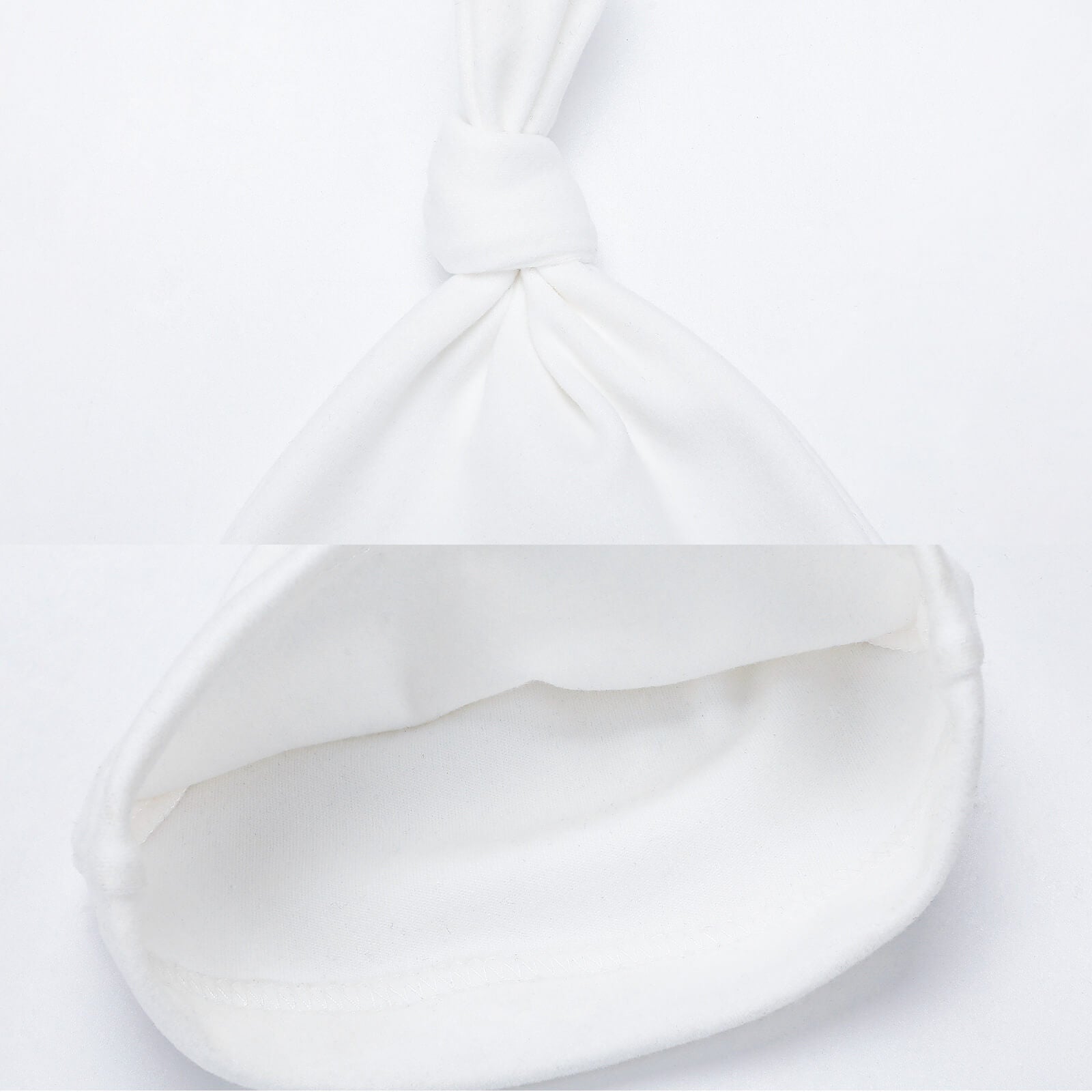 White flannel baby beanie hat with top knot, newborn essential, MyArtsyGift.com