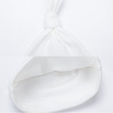 White flannel baby beanie hat with top knot, newborn essential, MyArtsyGift.com