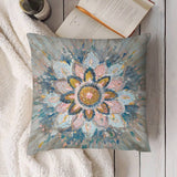 Soft plush pillow cover with abstract floral art design, perfect for sofa or couch decor