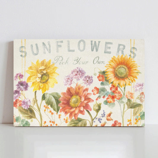 Floursack Autumn IX Sunflowers Canvas Print - Watercolor floral artwork for wall decor