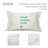 Custom golden velvet pillowcase, 'YOUR DESIGN HERE' design, polyester material, and durable stitching.