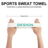 Custom design sweatband with yellow hearts, absorbent, for sports activities.