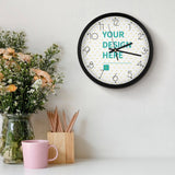 Personalized round wall clock with customizable design, black frame, home decor
