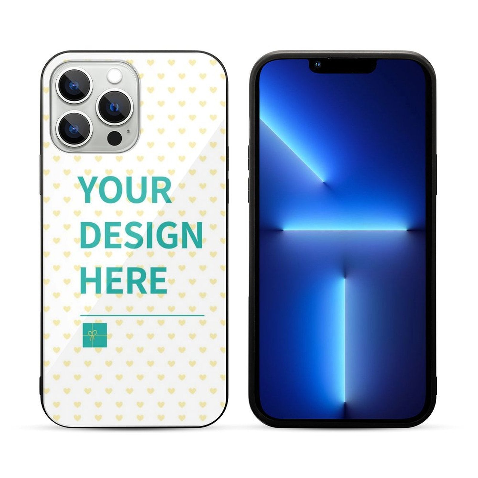 Personalized iPhone 13 case with custom design and glass + TPU material, scratch-resistant, MyArtsyGift