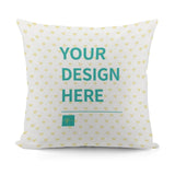 Custom throw pillow cover with your design, white plush, heart pattern, ideal for personalized gifts.