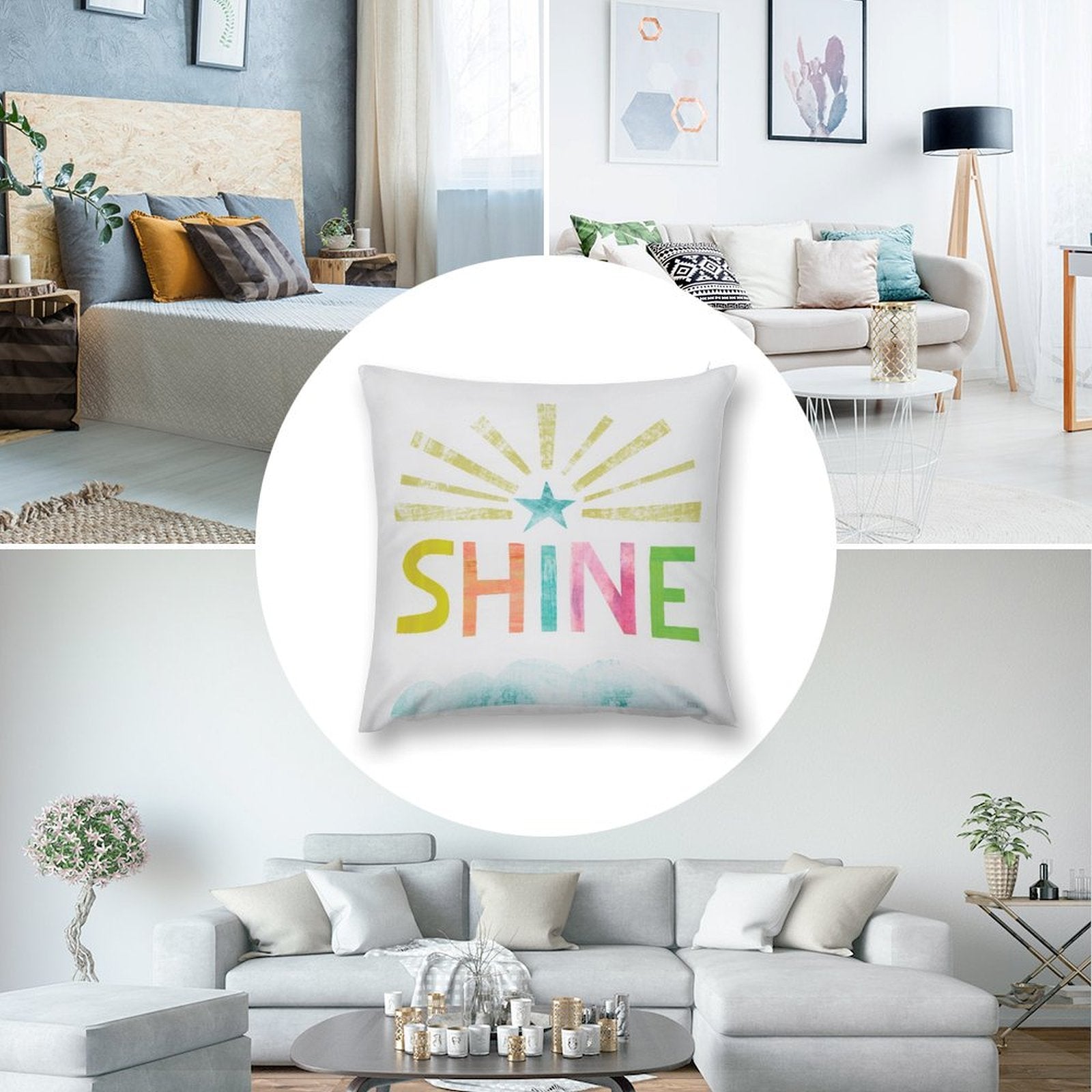 SHINE pillow cover, soft plush material. Perfect decorative pillow for sofa, couch or living room. MyArtsyGift