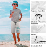 Customizable kids' swim trunks with 'YOUR DESIGN HERE', featuring peach skin, drawstring and breathable mesh