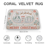 Coral velvet Christmas rug with non-slip, absorbent features for bathroom.