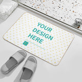 Customizable flannel floor mat with 'YOUR DESIGN HERE' text, heart pattern, perfect for bathroom or bedroom