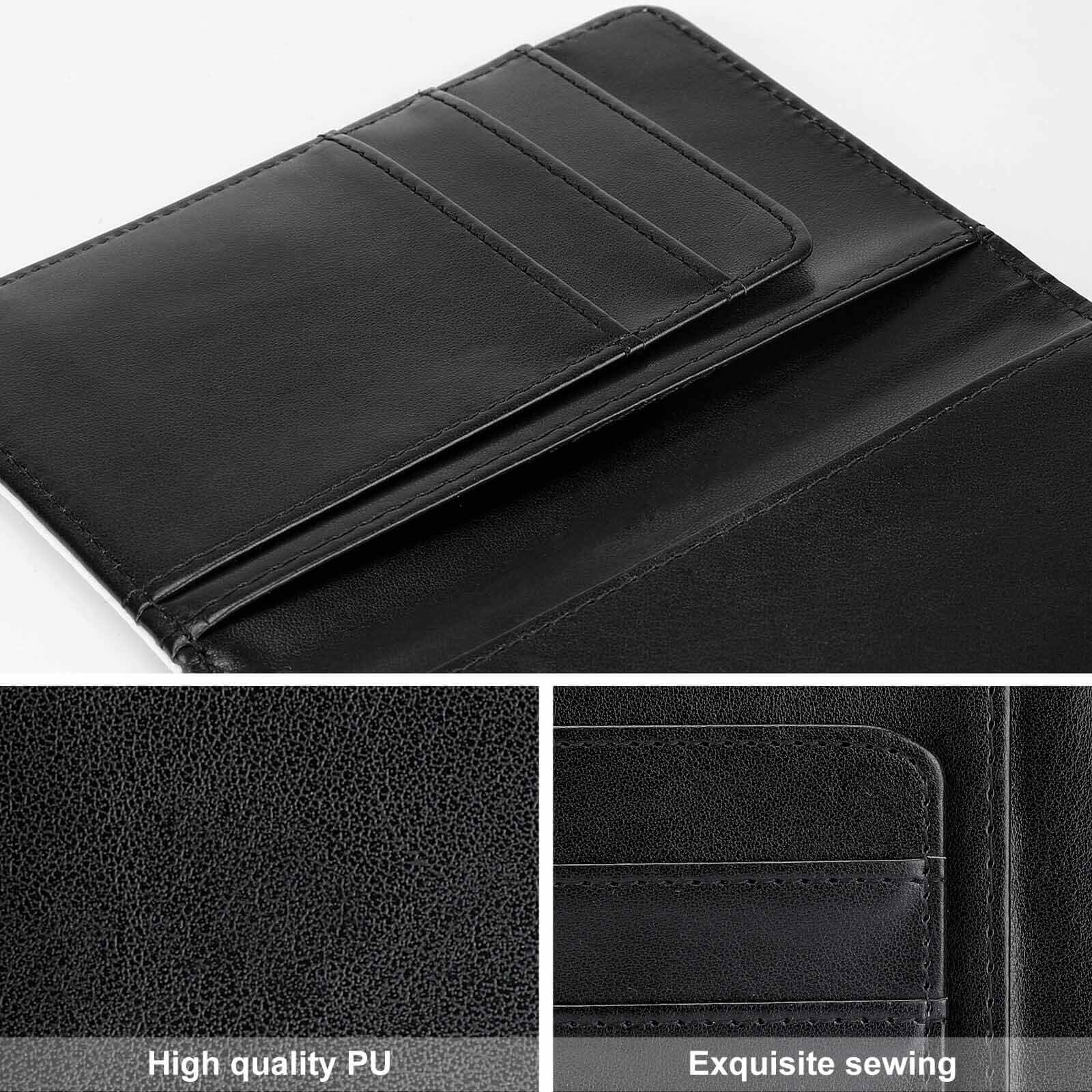 Black PU leather passport holder with card slots and exquisite sewing, high-quality material, travel gift
