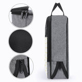 Gray snowflake fabric travel shoe bag with black zippers and handle, mesh window, portable shoes pouch for men and women