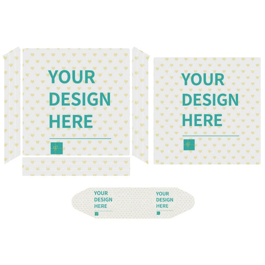 Custom PS4 skin with heart pattern, text "YOUR DESIGN HERE", PVC adhesive sticker
