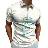 Customizable Men's Zipper Polo Shirt with Design, short sleeve, breathable, work shirt - MyArtsyGift