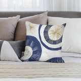 Navy blue and gold abstract design plush pillow cover for sofa or couch, soft, fluffy home decor.