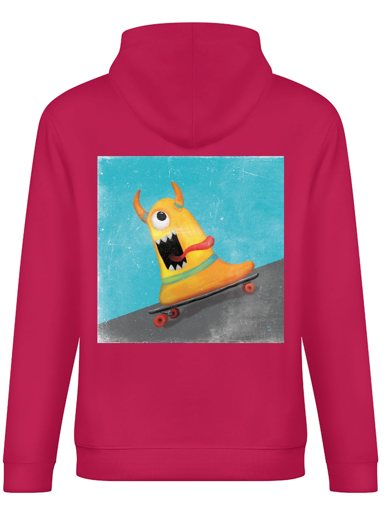 Men's pink Xtreme Monsters IV hooded sweatshirt. Monster skateboard design, comfortable fit.