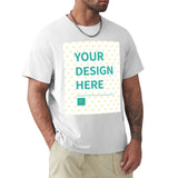White Men's Short Sleeve T-Shirt with 'Your Design Here' Customizable Design