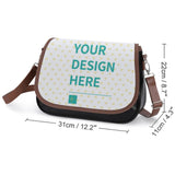 Customizable black PU leather crossbody bag with "YOUR DESIGN HERE" design, a perfect personalized gift from MyArtsyGift