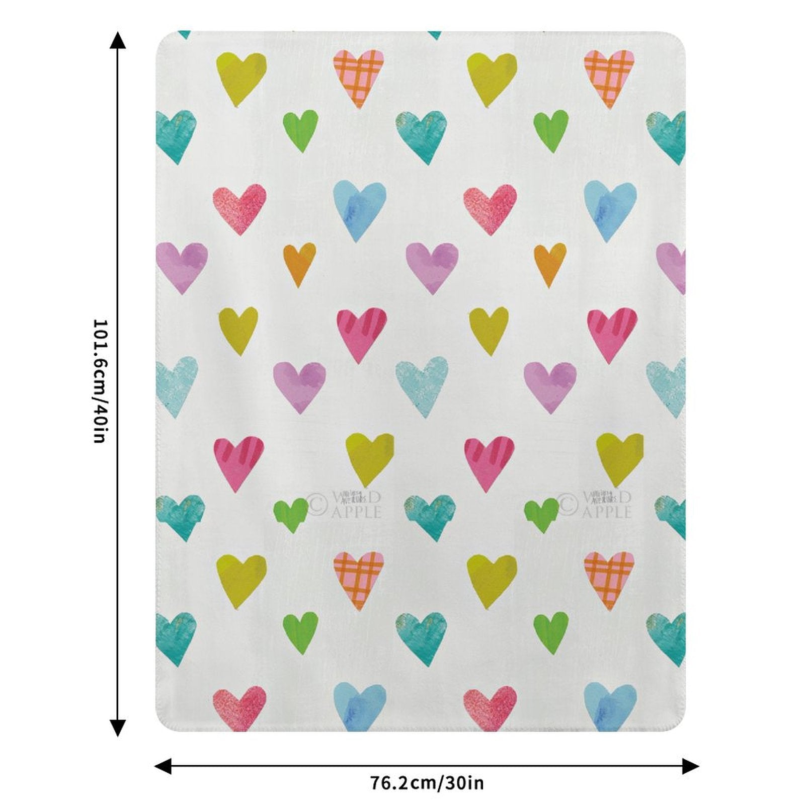 Colorful heart fleece blanket, perfect for bed, couch, or travel. Soft and cozy blanket with unicorn magic pattern.