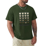 MyArtsyGift Men's green short sleeve tee with repeating cat faces and NOOOOOOOO text