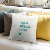 Customizable pillow with 'Your Design Here' text, perfect for personalization at MyArtsyGift