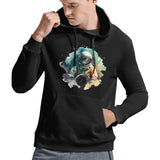 Astro Cruise Gildan Men's Black Hooded Sweatshirt. Ben Heine astronaut artwork, cotton, comfortable.