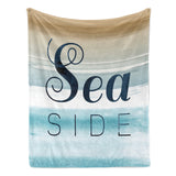Beach Blue Seaside Flannel Blanket for Sofa, couch and bed use, with sea watercolor design