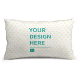 Personalized throw pillow cover with custom design. Soft plush fabric with 'YOUR DESIGN HERE' text and heart pattern.