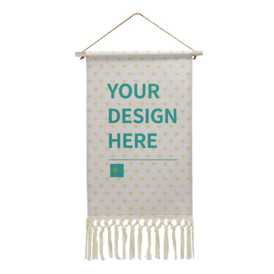 Custom cotton linen wall art poster with "YOUR DESIGN HERE" text for home decor
