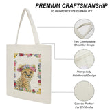 Personalized canvas tote bag with cheetah and flower crown design, cotton shopping bag, DIY project