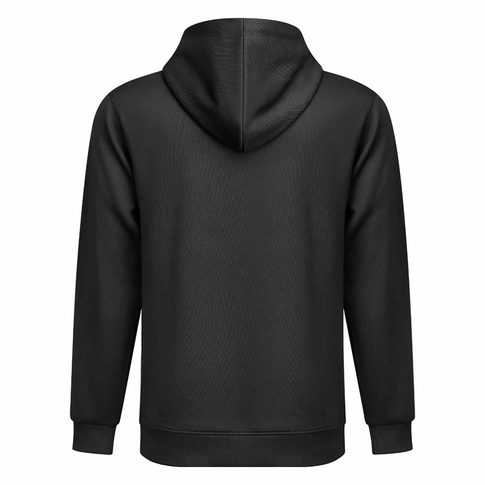 Back view of a black Men's stick hooded sweatshirt, comfortable, ideal for everyday wear, by MyArtsyGift