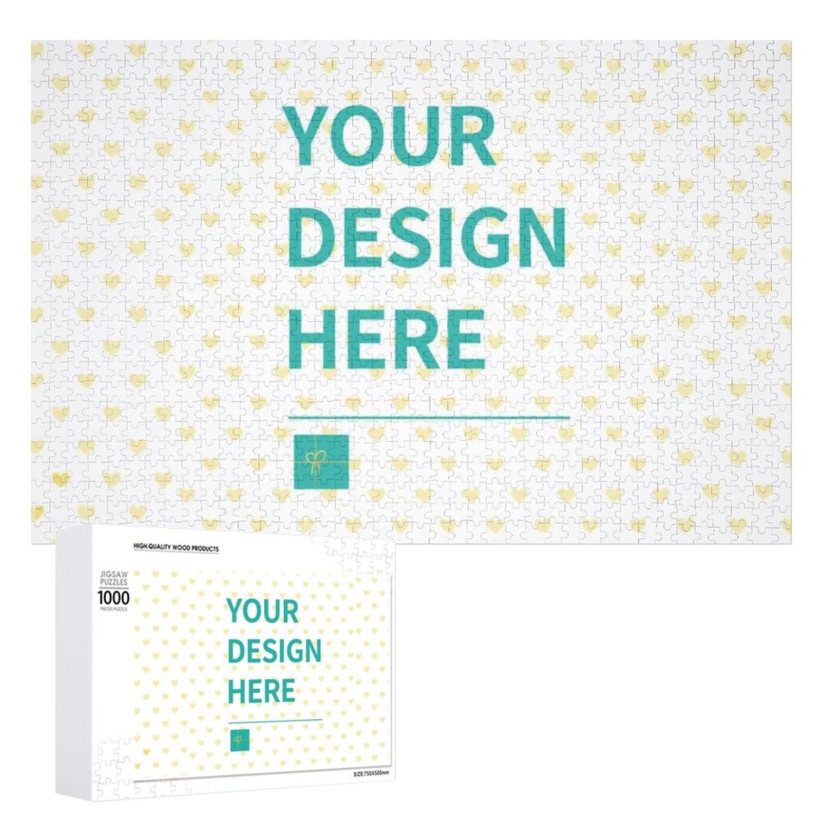 Custom photo puzzle with 'YOUR DESIGN HERE' design, personalized wooden jigsaw puzzle gift, 1000 pieces