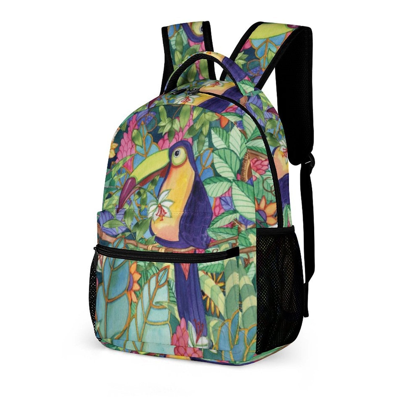 Kids' toucan backpack, durable twill fabric, school bag, MyArtsyGift.com