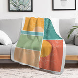 Lamb wool fleece blanket with floral design, perfect for bed, sofa, travel. Soft, cozy blanket, art made in USA, text "WILD"