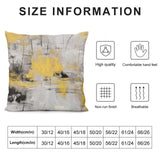 Abstract art throw pillow cover with size chart. Features high quality, comfortable, non-run, breathable short plush