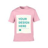 Pink customizable youth t-shirt for kids with 'YOUR DESIGN HERE' design space, perfect for personalized gifts