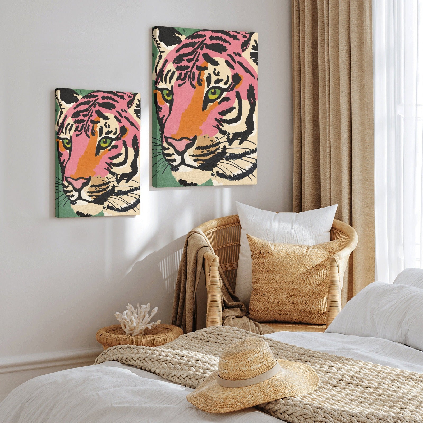Modern Tiger Wall Art Canvas Painting, colorful design for living room decor, bedroom setting
