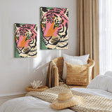 Modern Tiger Wall Art Canvas Painting, colorful design for living room decor, bedroom setting