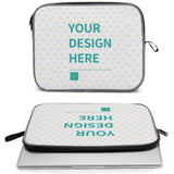 Custom laptop sleeve with snowflake fabric and 'YOUR DESIGN HERE' design, personalized laptop bag, computer case.