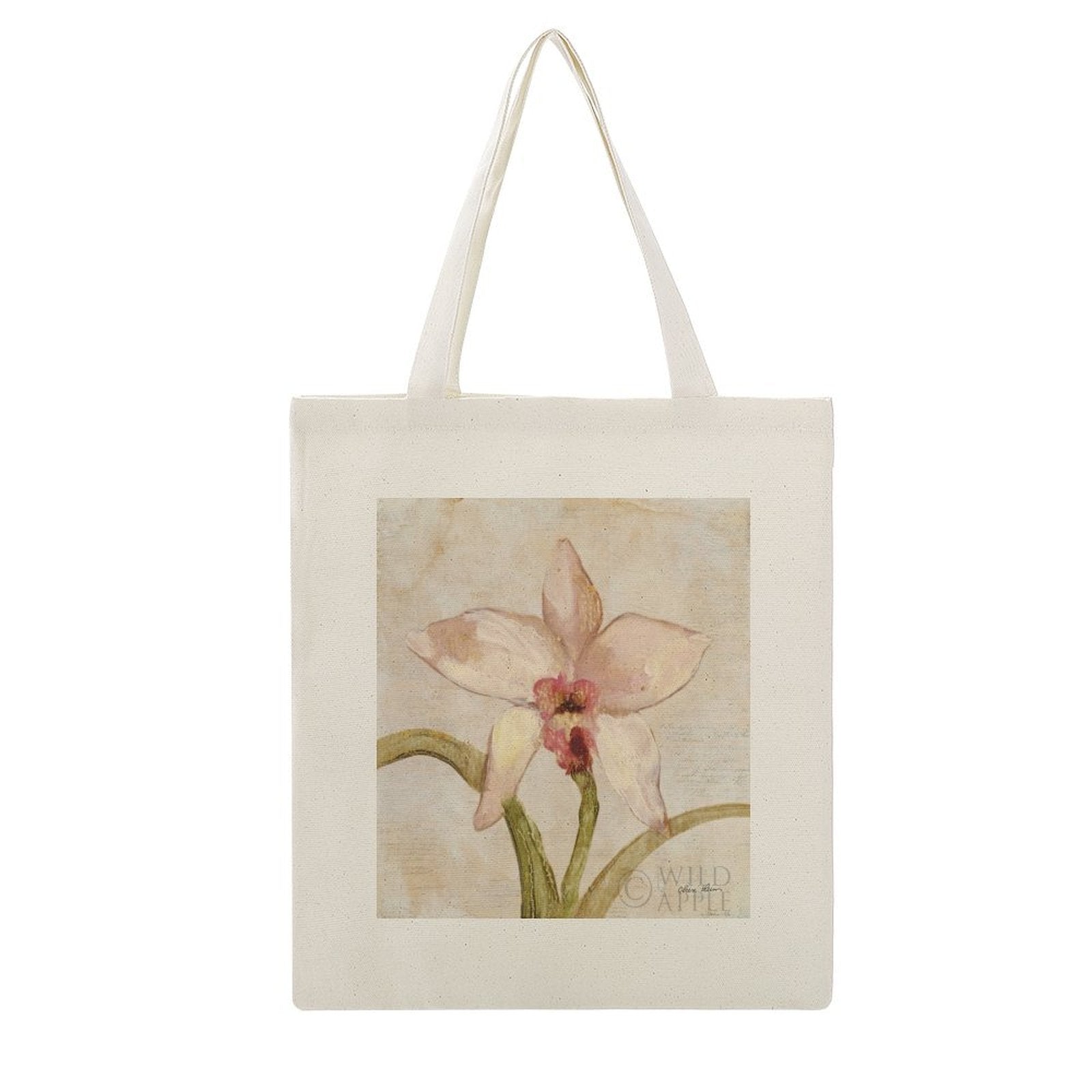 Orchid Canvas Tote Bag, cotton cloth shopping bag, Wild Apple design, made in USA