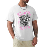 Men's white crew neck t-shirt with Fearless Tiger graphic. Comfortable cotton tee.