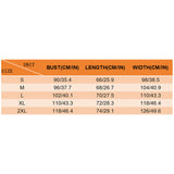 T-shirt size chart with bust, length, and width measurements in CM/IN for sizes S-2XL, perfect for custom t-shirts