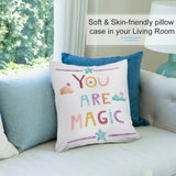 MyArtsyGift "YOU ARE MAGIC" plush pillow cover, soft and decorative for living room or couch