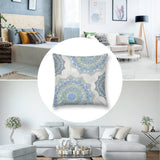 Blue and green mandala plush throw pillow cover, soft and decorative for sofa, couch, and living room.