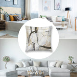 Abstract art plush pillow cover on a sofa. Soft, fluffy, and stylish decorative pillow for the living room or bedroom.
