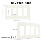 Custom PC light switch plate cover with dimensions. Four-gang wall plate with yellow heart pattern for home decor.