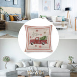 Cotton linen Christmas pillow cover with red truck and Christmas tree, holiday home decor, Merry Christmas