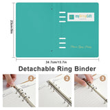 MyArtsyGift teal PU leather detachable ring binder notebook, A5 size for note-taking, office, school supplies.