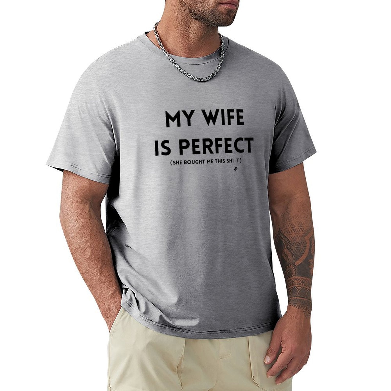 Gray My Wife Is Perfect T-shirt for men, comfortable cotton tee, MyArtsyGift