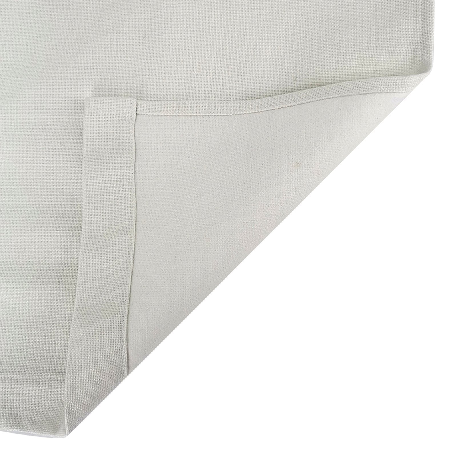 White linen door curtain corner detail, showing fabric texture and stitching, ideal for home or kitchen doorways.
